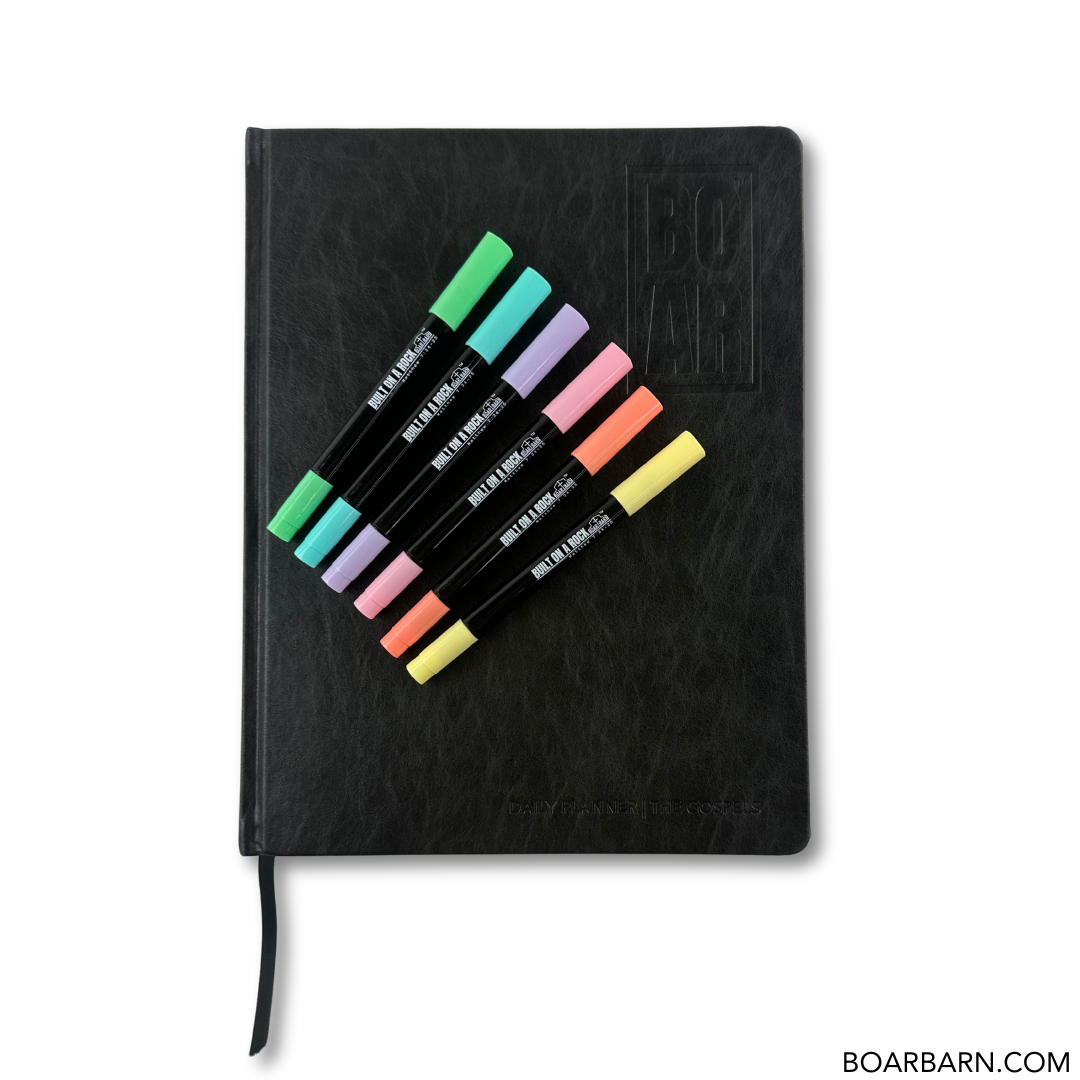 The Gospels 90-Day Planner and 6-Pack Dual-Tip Highlighters Set